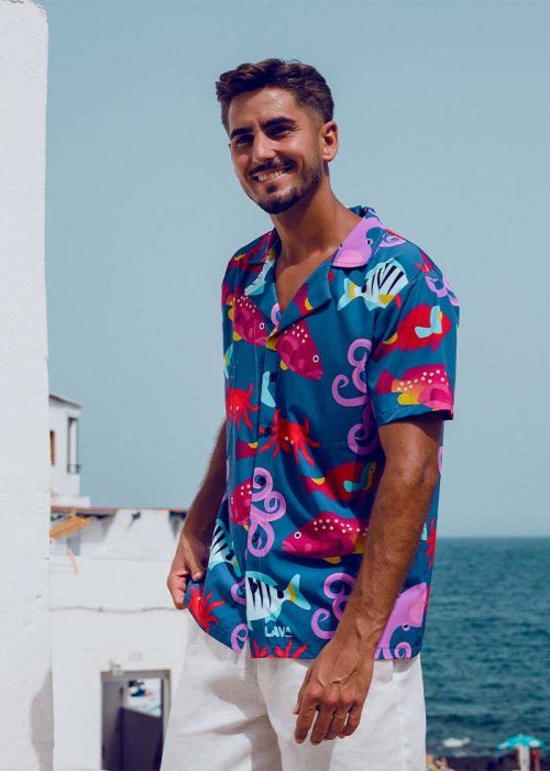 Camisa botones peces