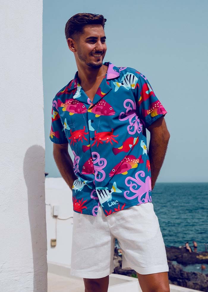 Camisa botones peces